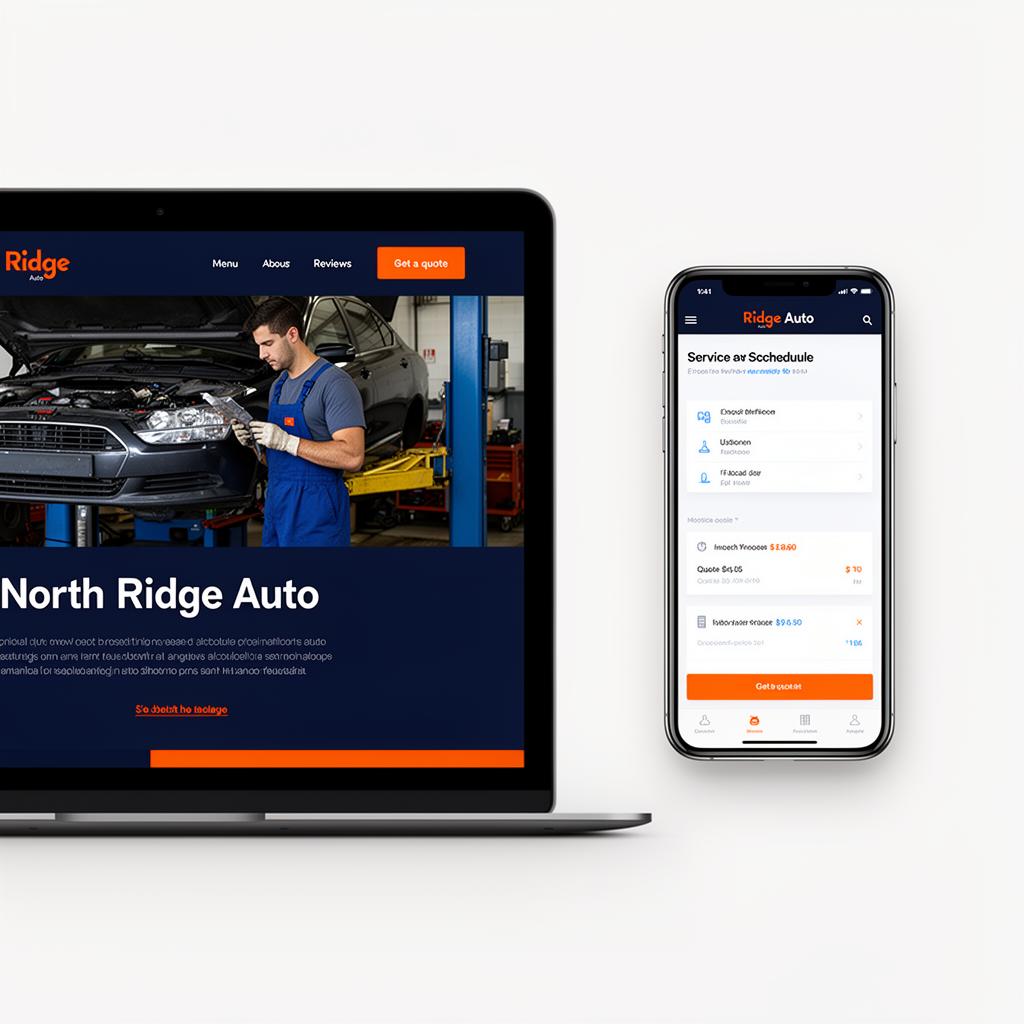 North Ridge Auto โ matching website and app mockup