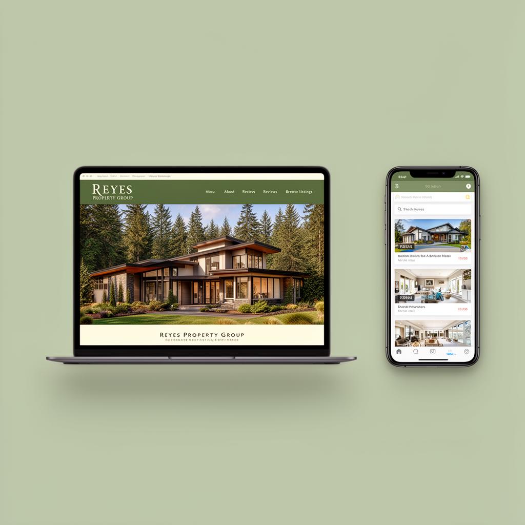 Reyes Property Group โ matching website and app mockup